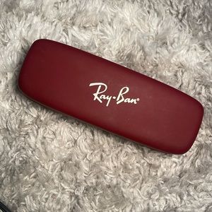 Ray-Ban Eyeglasses Sunglasses Case Burgandy Hard Shell Clamshell Silver Logo